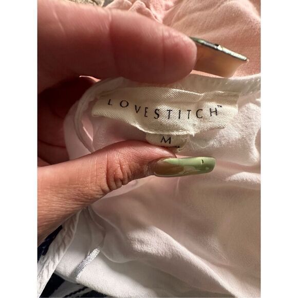 Lovestitch Boho Embroidered Trim Front Tie Beach Cover-Up Top Size Medium - Picture 2 of 8